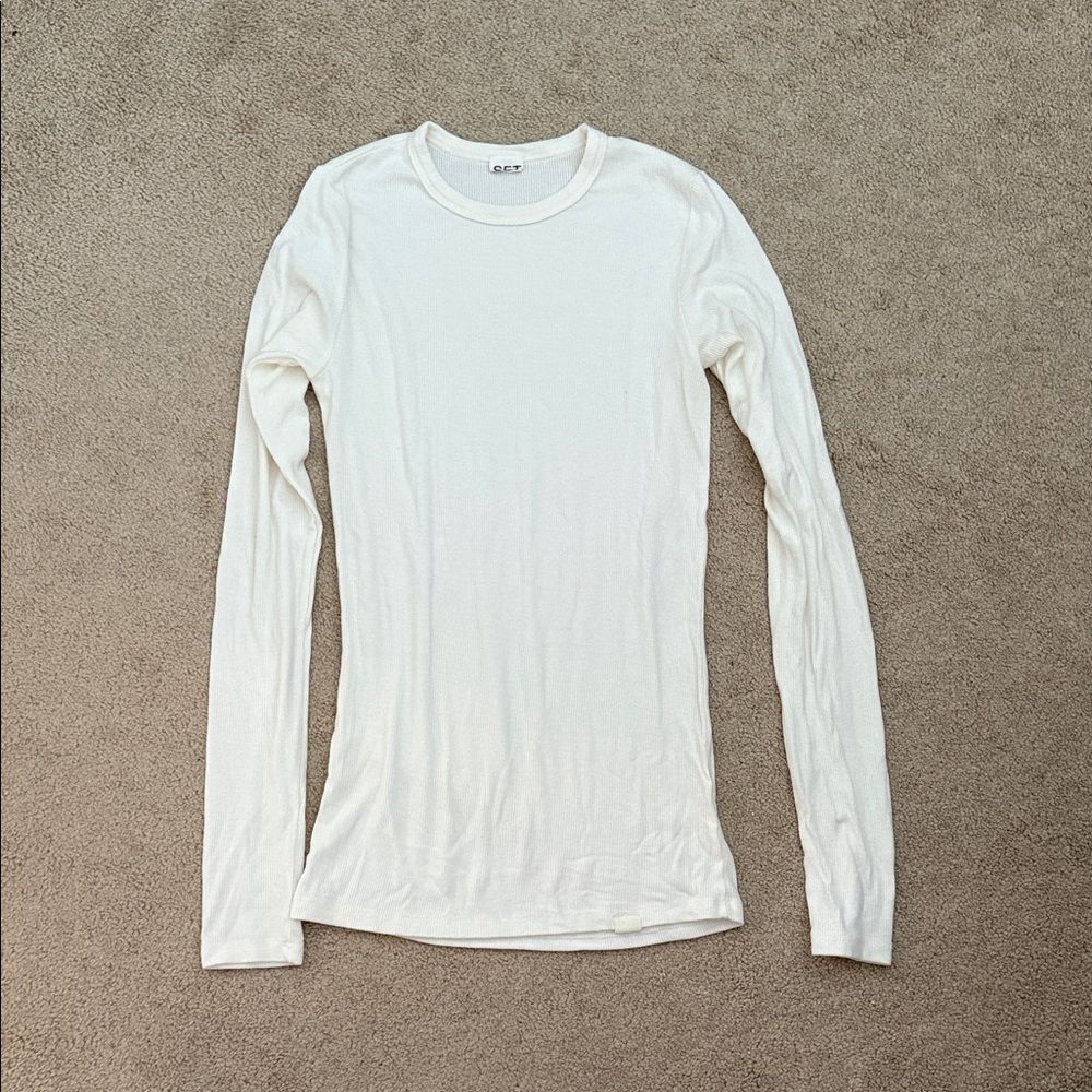 Set active small white ribbed long sleeve